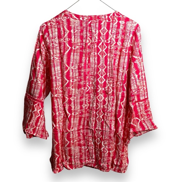 GLORIA VANDERBILT WOMEN'S NOVA FLUTTER SLEEVE TRIBAL PRINT BLOUSE small - Picture 2 of 4